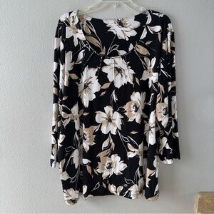 Allison Daley Black and Cream Floral Blouse